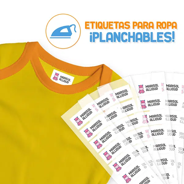etiquetas para textiles planchables