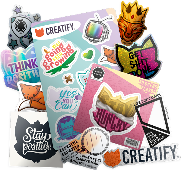 Pack de muestras de diferentes materiales de calcomanias personalizadas para comprar en linea
