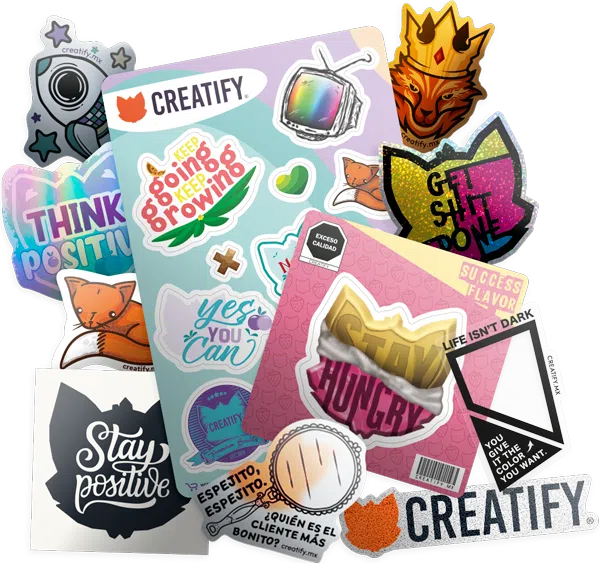 Pack de muestras de diferentes materiales de calcomanias personalizadas para comprar en linea