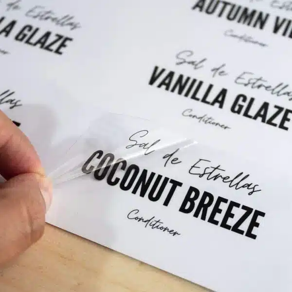 etiquetas transparentes coconut breeze