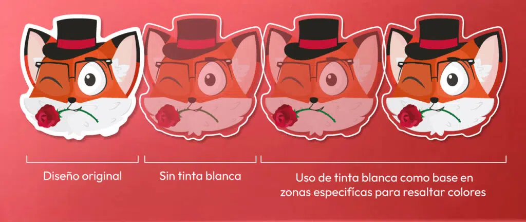 guia de uso de tinta blanca en stickers transparentes
