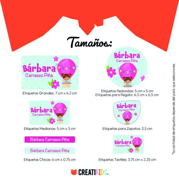 Tamaños Etiquetas Personalizadas