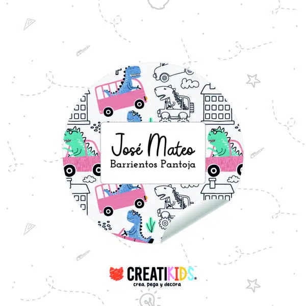 Etiquetas Personalizadas Carritos y Dinosaurios